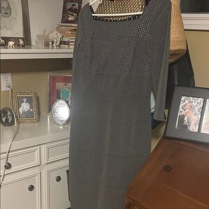 Kay Unger Charcoal Long Sleeve Dress